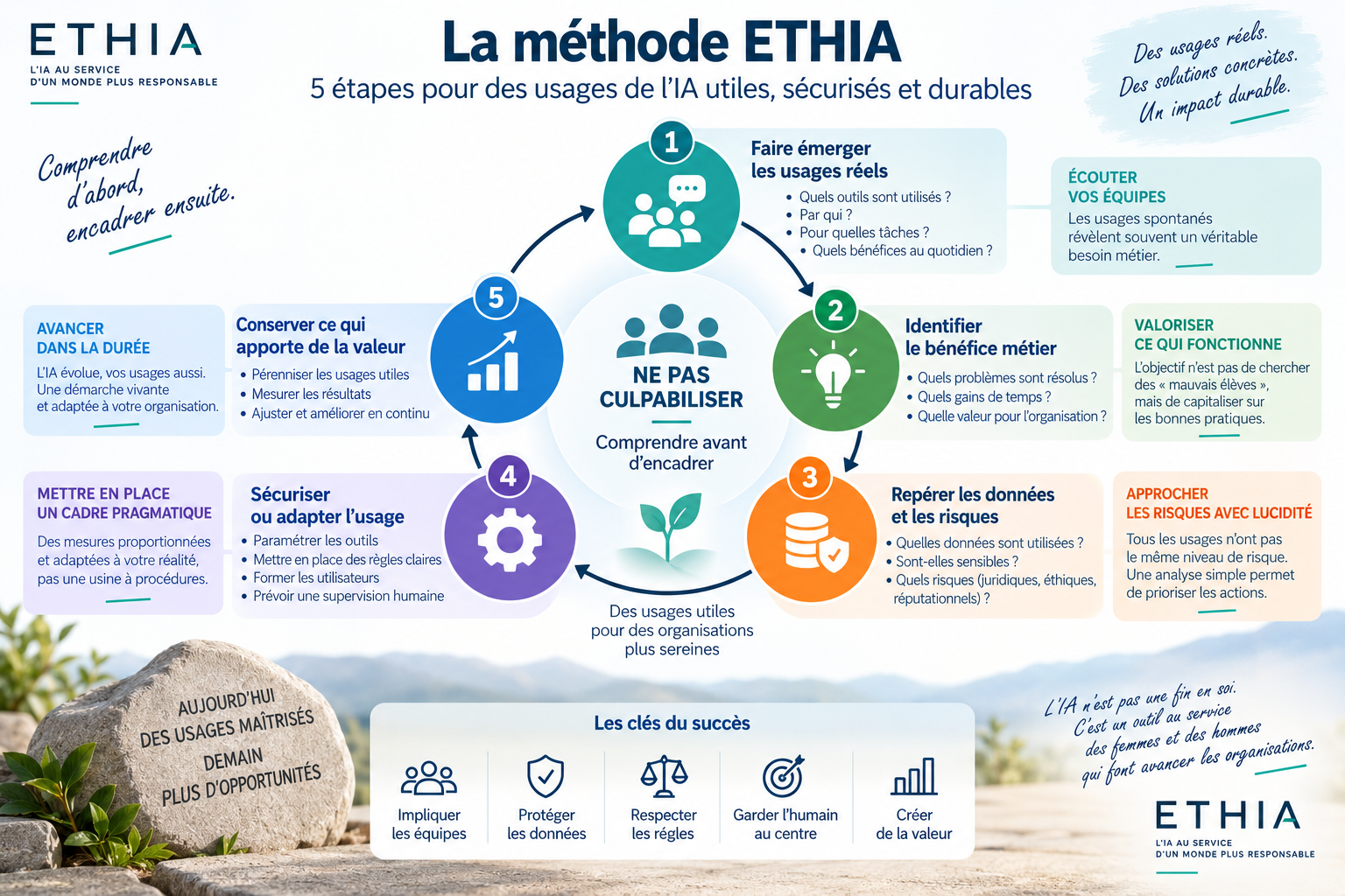 Méthode ETHIA : faire émerger les usages réels, identifier le bénéfice métier, repérer les risques, sécuriser et conserver la valeur